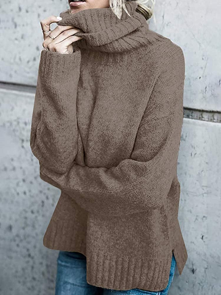 Streetwave Women Heavy Knit Pullover With High Collar For Everyday Warmth And Cozy Relaxed Fit