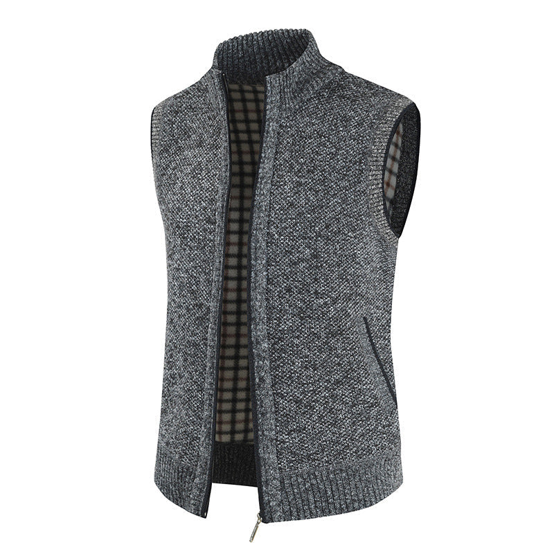Streetwave Men's Knit Vest With Stand Collar And Full Zip For Modern Style And Comfort