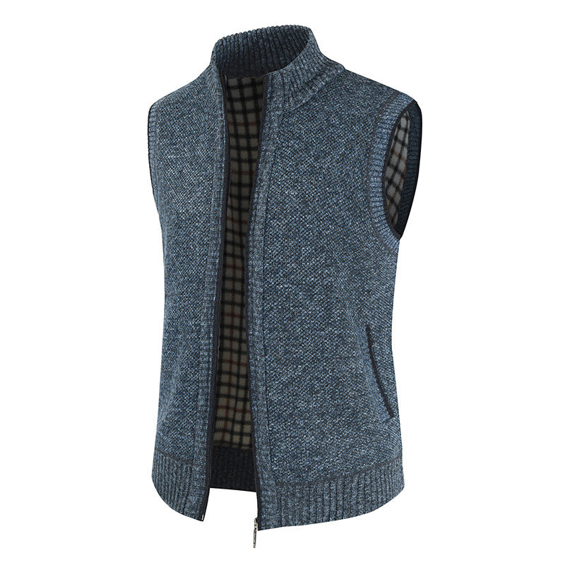 Streetwave Men's Knit Vest With Stand Collar And Full Zip For Modern Style And Comfort