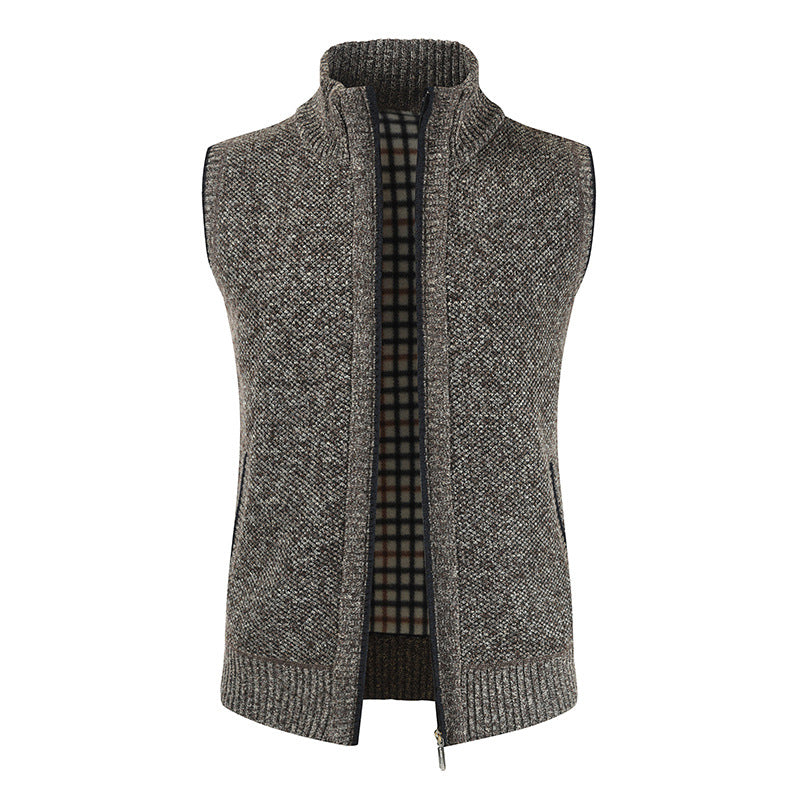 Streetwave Men's Knit Vest With Stand Collar And Full Zip For Modern Style And Comfort