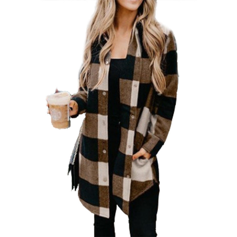 Street-wave Womens Plaid Overshirt Jacket With Soft Fabric For Cozy All Season Layering