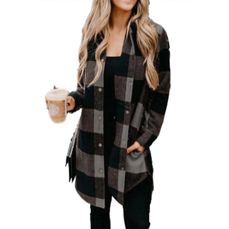 Street-wave Womens Plaid Overshirt Jacket With Soft Fabric For Cozy All Season Layering
