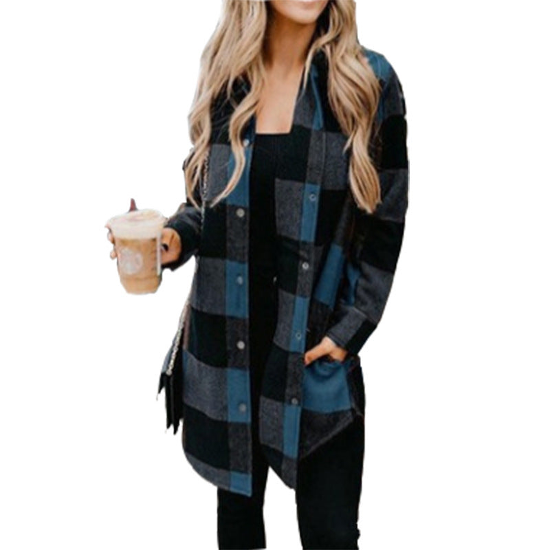 Street-wave Womens Plaid Overshirt Jacket With Soft Fabric For Cozy All Season Layering