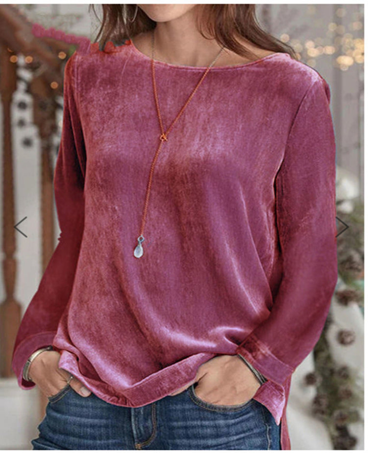 Street-wave Womens Soft Fleece Long Sleeve Blouse With Round Neck Cozy Comfort Fit