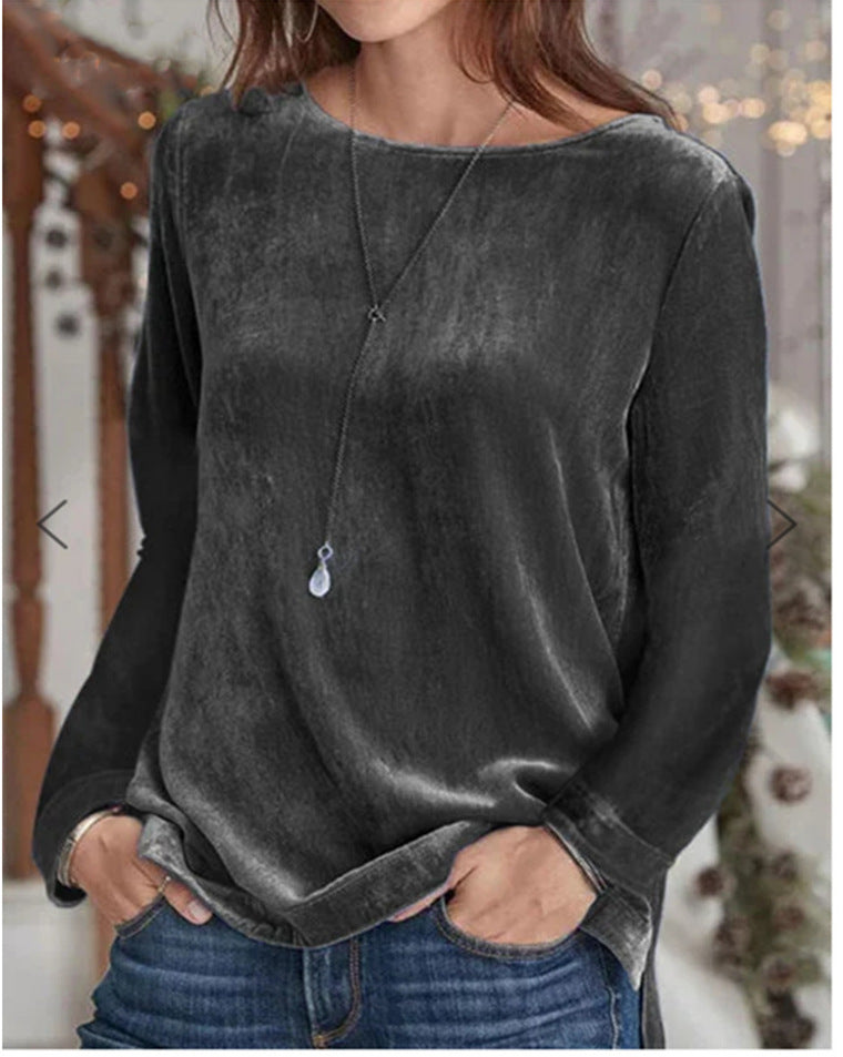 Street-wave Womens Soft Fleece Long Sleeve Blouse With Round Neck Cozy Comfort Fit