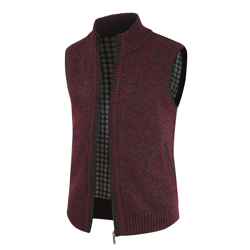Streetwave Men's Knit Vest With Stand Collar And Full Zip For Modern Style And Comfort