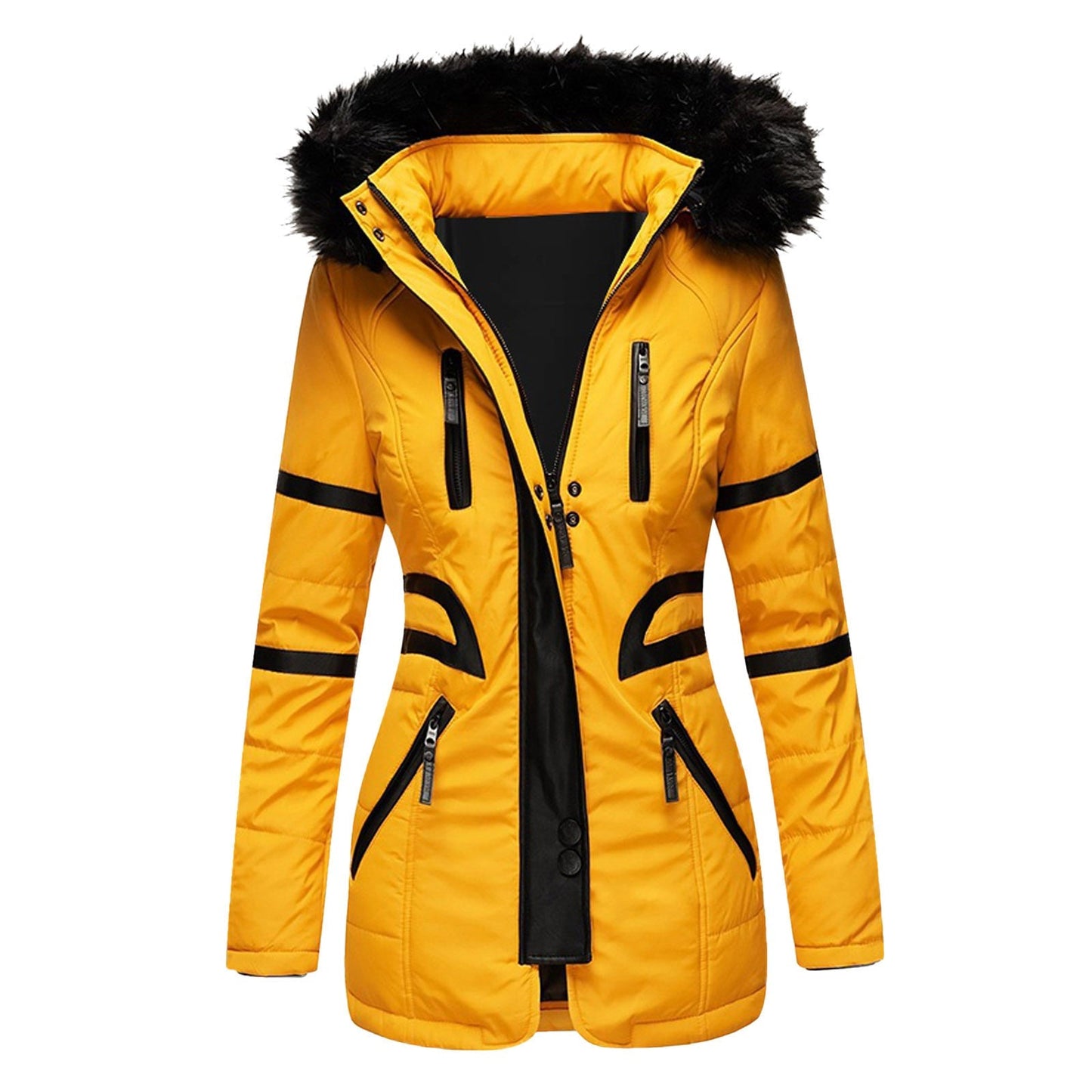 Street Wave Womens Insulated Parka Jacket With Removable Faux Fur Collar And Versatile Pockets