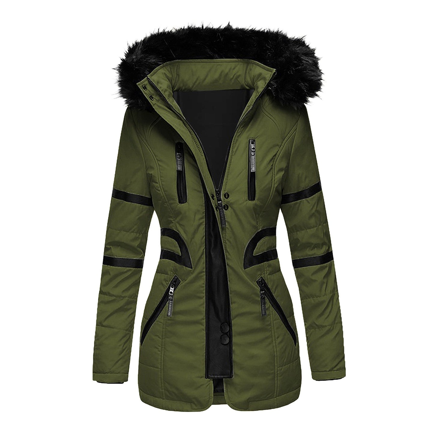 Street Wave Womens Insulated Parka Jacket With Removable Faux Fur Collar And Versatile Pockets