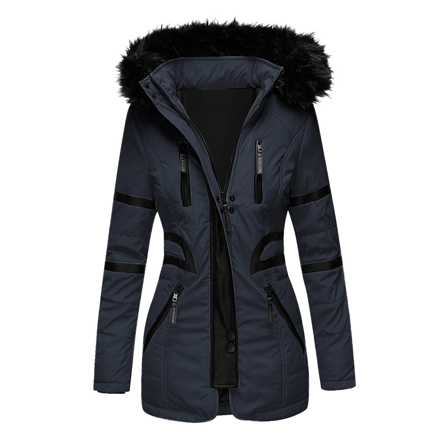 Street Wave Womens Insulated Parka Jacket With Removable Faux Fur Collar And Versatile Pockets