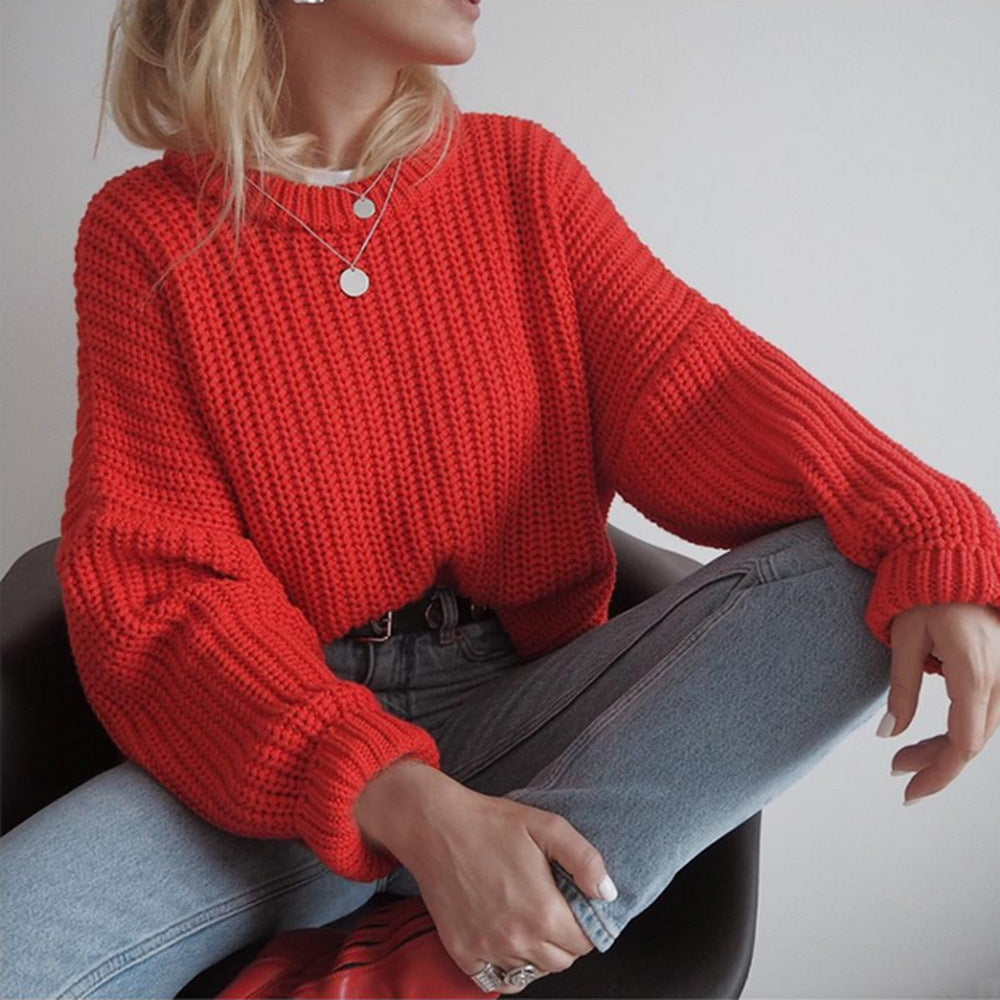 Street-wave Chunky Knit Sweater For Women With Relaxed Fit And Oversized Sleeves Cozy Versatile Wardrobe Essential