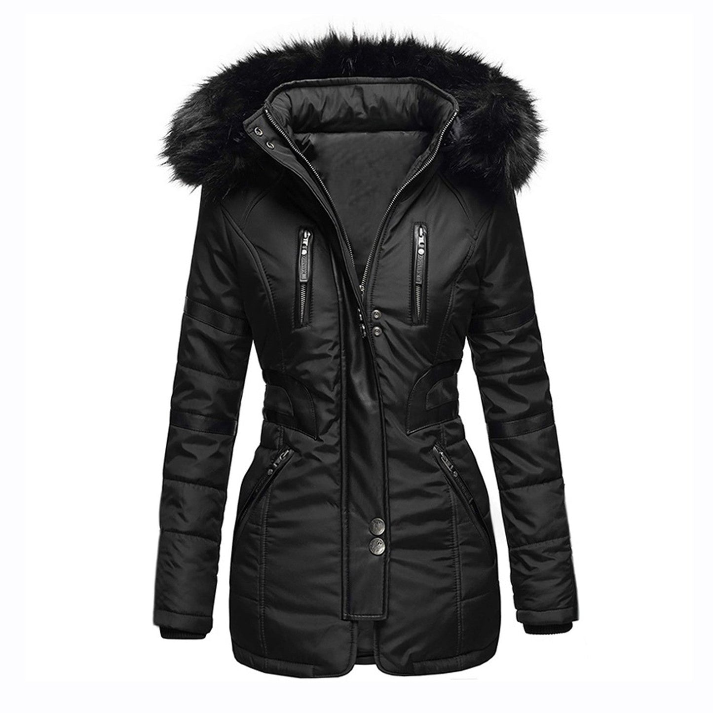 Street Wave Womens Insulated Parka Jacket With Removable Faux Fur Collar And Versatile Pockets