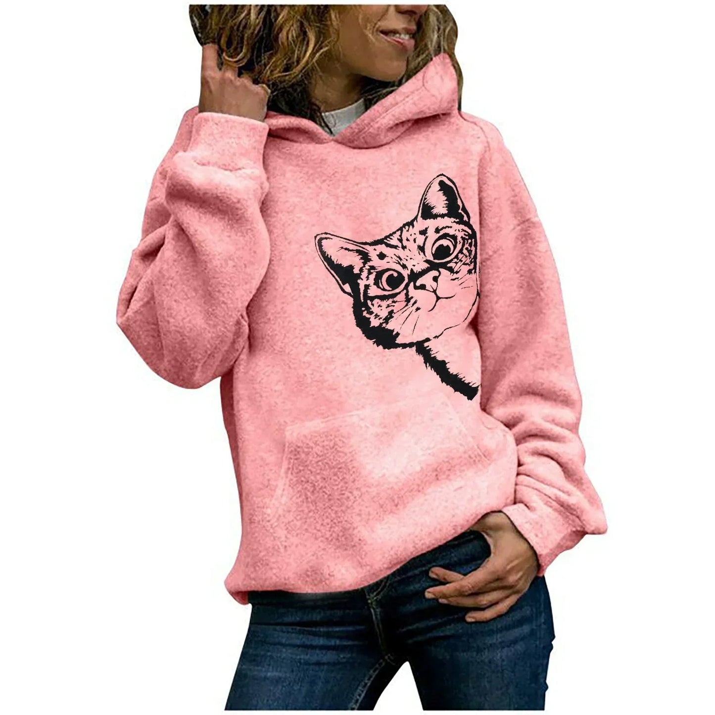 Street-Wave Oversized Cozy Cat Hoodie For Cat Lovers