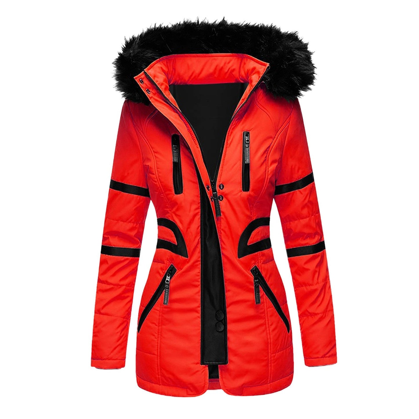 Street Wave Womens Insulated Parka Jacket With Removable Faux Fur Collar And Versatile Pockets