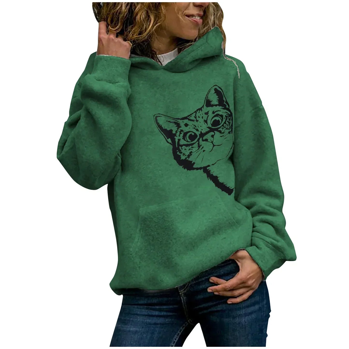 Street-Wave Oversized Cozy Cat Hoodie For Cat Lovers