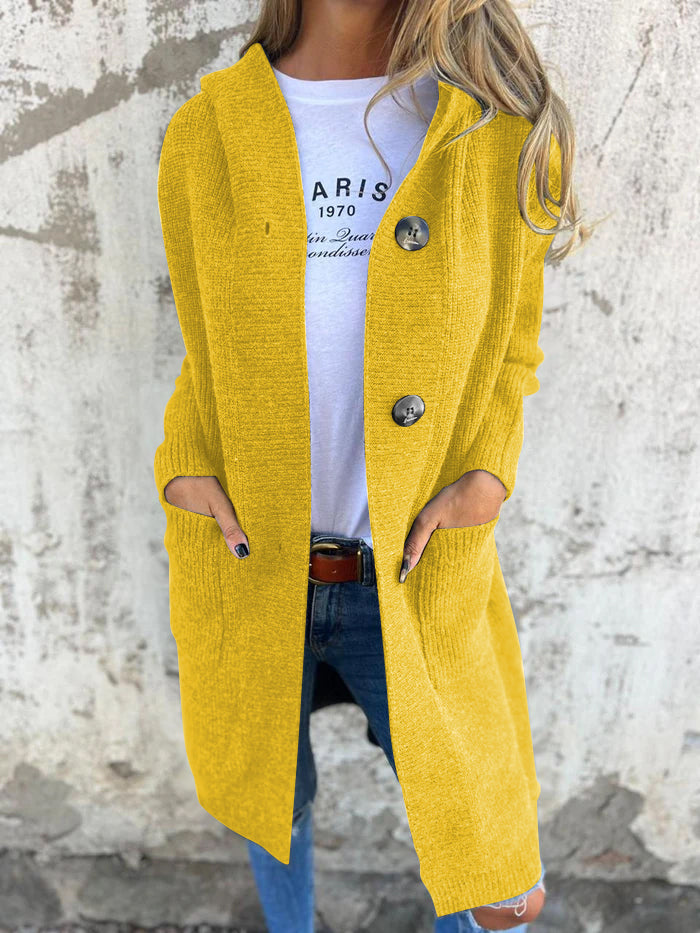 Street-wave Long Knit Cardigan With Button Closure Ribbed Design For Women Cozy And Stylish