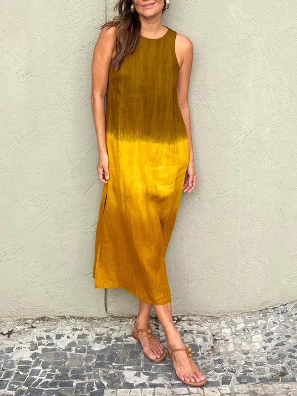 Street Wave Victoria Tie Dye Midi Dress Sleeveless Petite Women Ombré Gradient