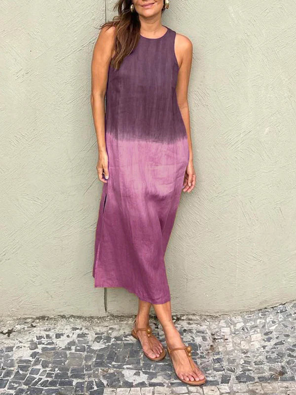 Street Wave Victoria Tie Dye Midi Dress Sleeveless Petite Women Ombré Gradient