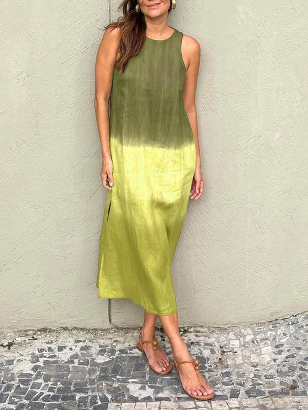 Street Wave Victoria Tie Dye Midi Dress Sleeveless Petite Women Ombré Gradient