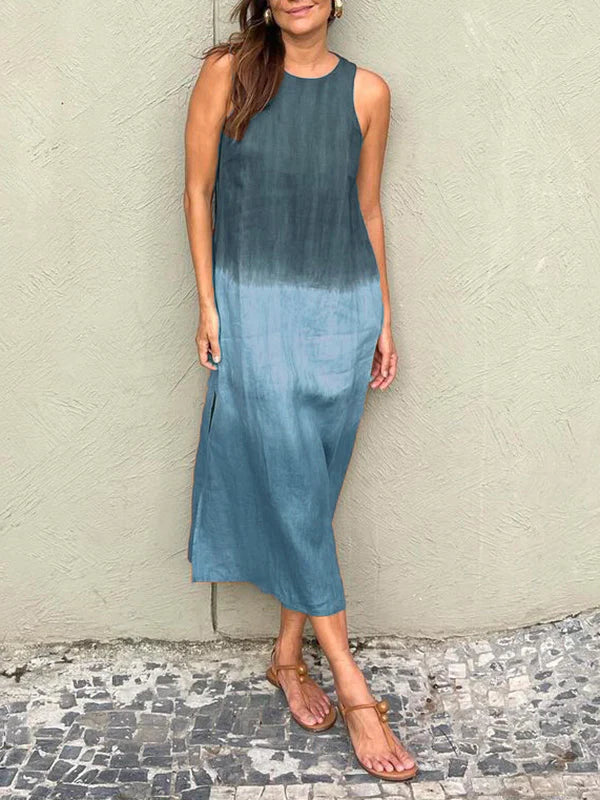 Street Wave Victoria Tie Dye Midi Dress Sleeveless Petite Women Ombré Gradient