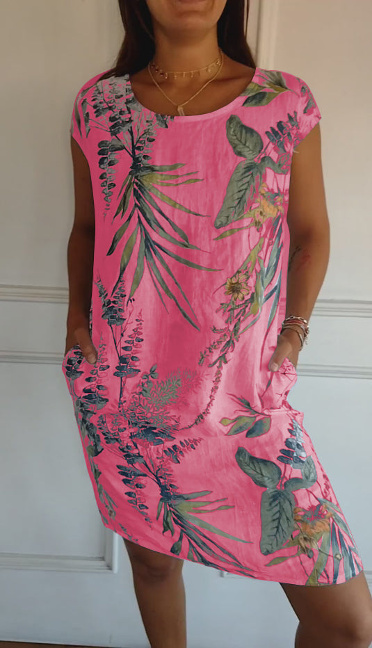 Women's Round Neck Dress with Soft Fabric and Relaxed Fit