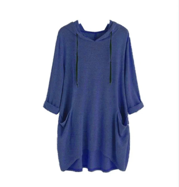 Pocketed Pullover Signe by Street Wave Ultra Soft Tunic Hoodie with Front Pockets for Women