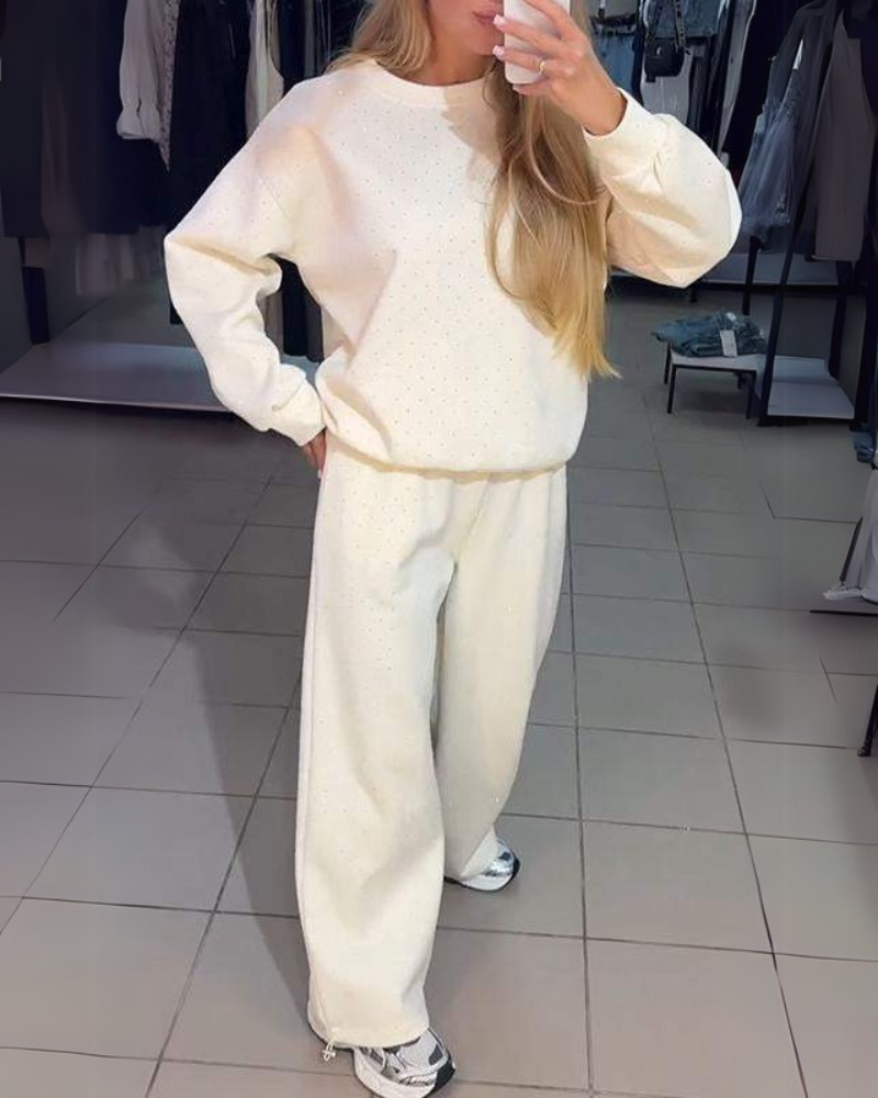 Street-wave Loungewear Set For Women Cozy Relaxed Fit With Subtle Shine Everyday Comfort