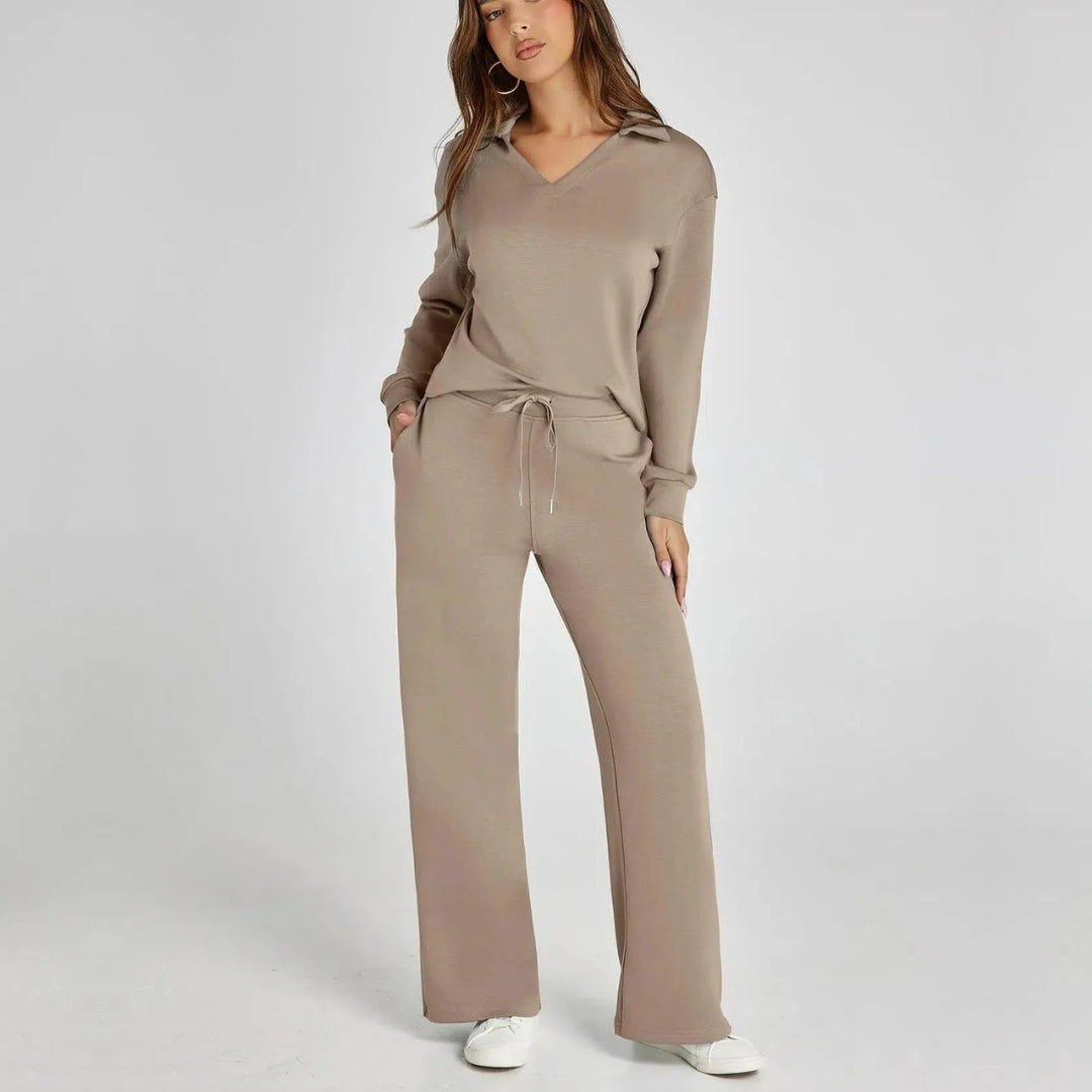 Street-wave Womens Loungewear Set With Wide Leg Pants For Cozy Comfort And Style