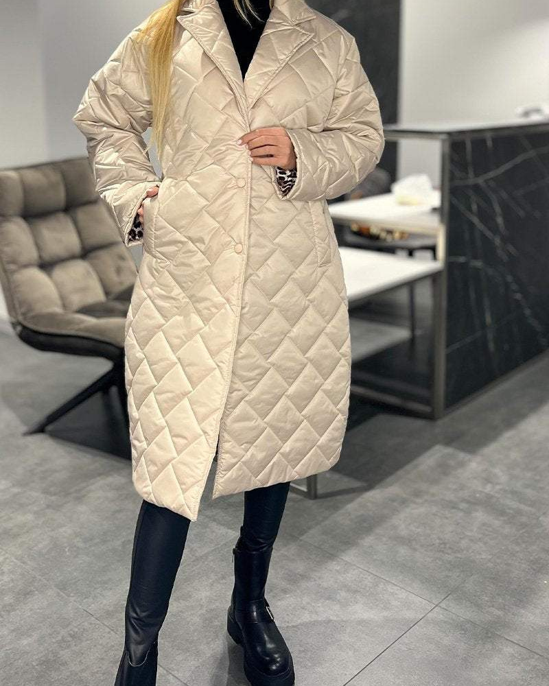 Street Wave Quilted Cotton Coat For Women Elegant Warm Mid Length Jacket With Versatile Style