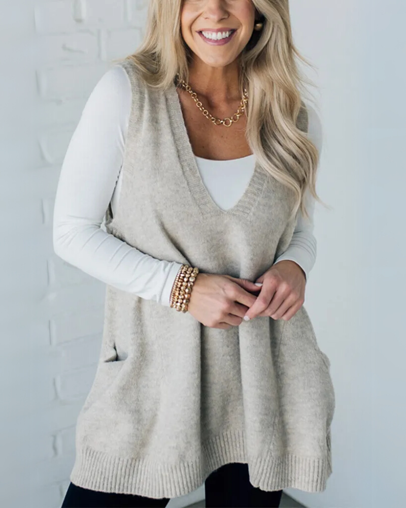 Street Wave Cozy Knit Vest For Women With A Line Silhouette And Warm Layering Casual Everyday Wear