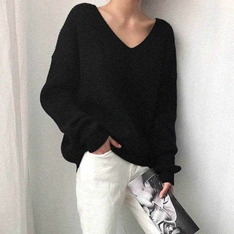 Street-Wave V-Neck Sweater For Women Cozy Soft Knit With Luxe Comfort For Everyday Wear