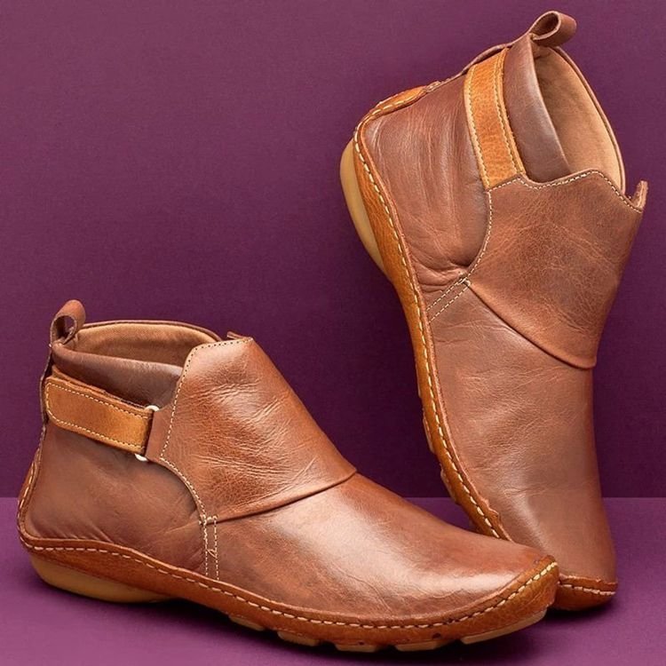 Street-Wave Women's Elegant Comfort Ankle Boots - Premium Leather Cushioned Insole Everyday Chic