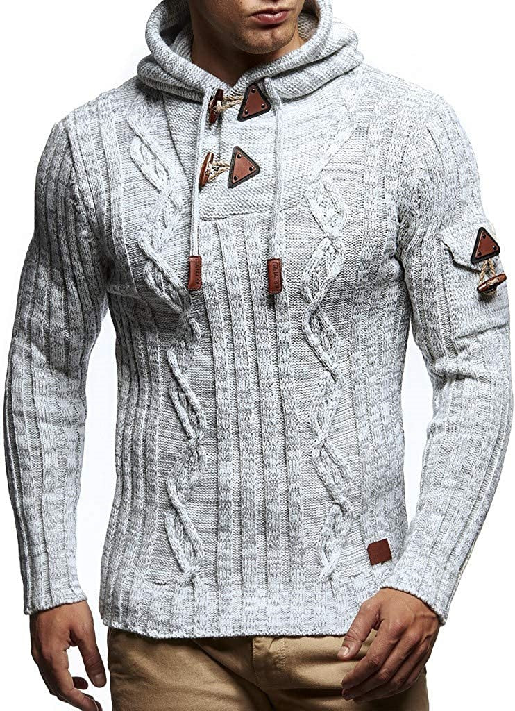 Streetwave Men's Hooded Cable Knit Pullover With Drawstring Details For Everyday Comfort