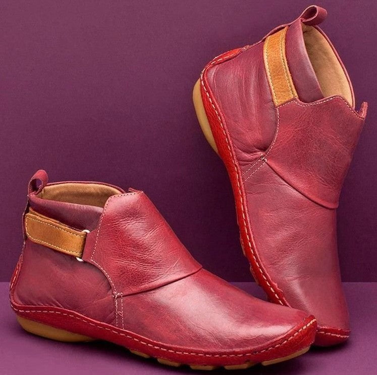 Street-Wave Women's Elegant Comfort Ankle Boots - Premium Leather Cushioned Insole Everyday Chic