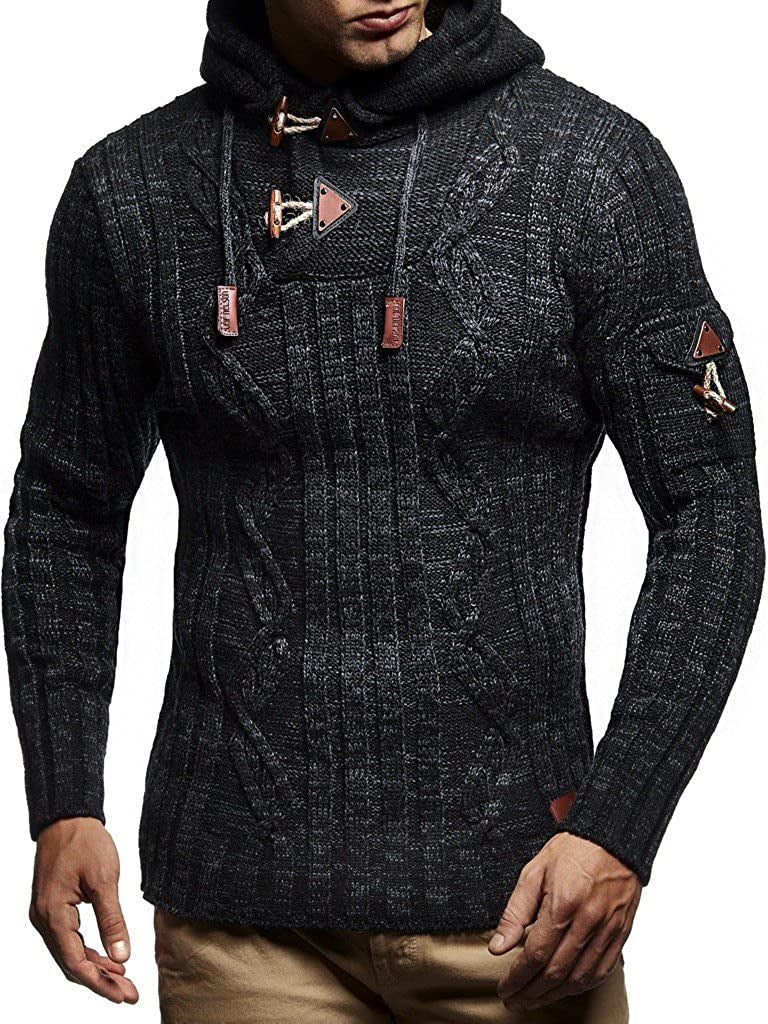 Streetwave Men's Hooded Cable Knit Pullover With Drawstring Details For Everyday Comfort