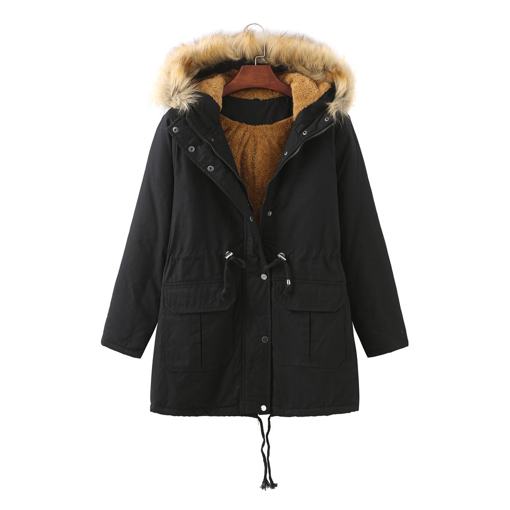 Street-wave Women's Warm Lined Parka Jacket With Fur Trim Hood For Winter Comfort
