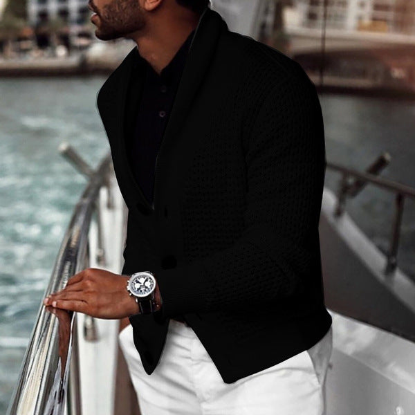 Mens Knit Cardigan Streetwave Structured Shawl Collar