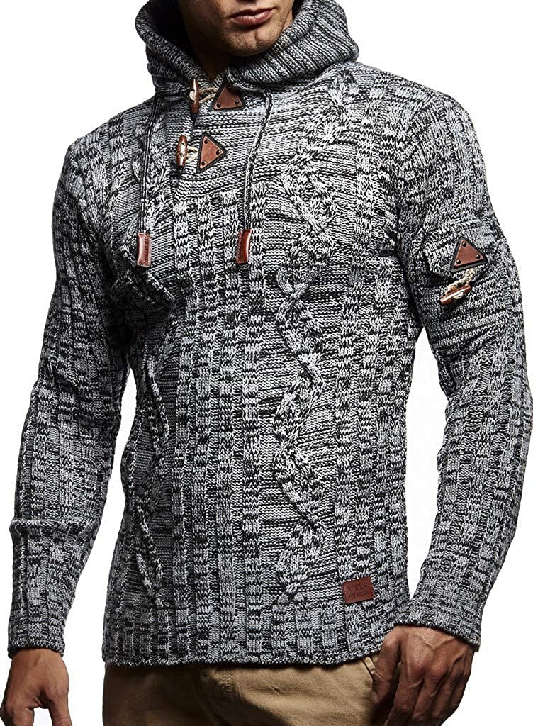Streetwave Men's Hooded Cable Knit Pullover With Drawstring Details For Everyday Comfort