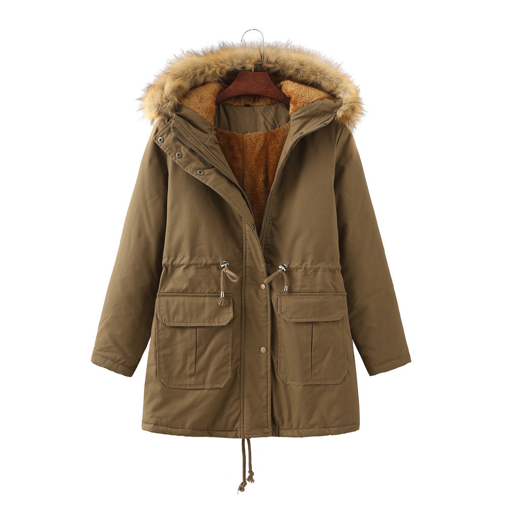 Street-wave Women's Warm Lined Parka Jacket With Fur Trim Hood For Winter Comfort