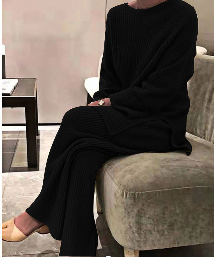 Streetwave Womens Cozy Rib Knit Set Soft Breathable Comfort Modern Style For Home Or Out