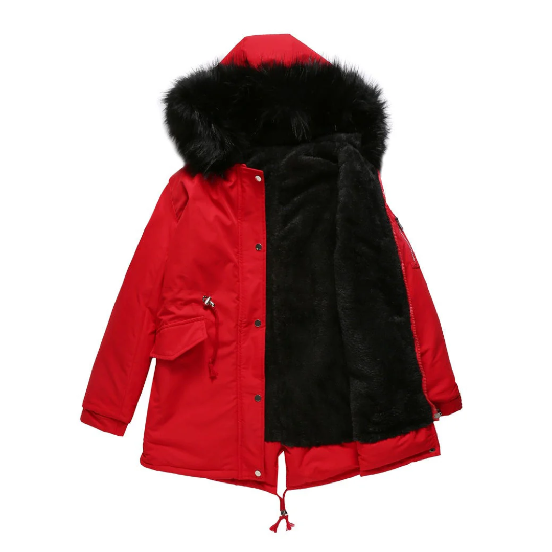 Street-Wave Winter Parka Jacket With Low-Button Design And Fur Hood Durable Insulated Weatherproof Coat For Women