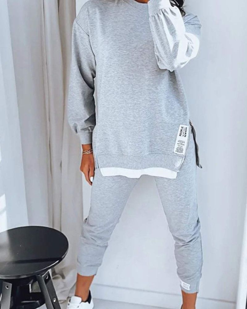 Street-wave Cozy Fleece Two-Piece Sweater And Pants Set For Women, Trendy Winter Warmth