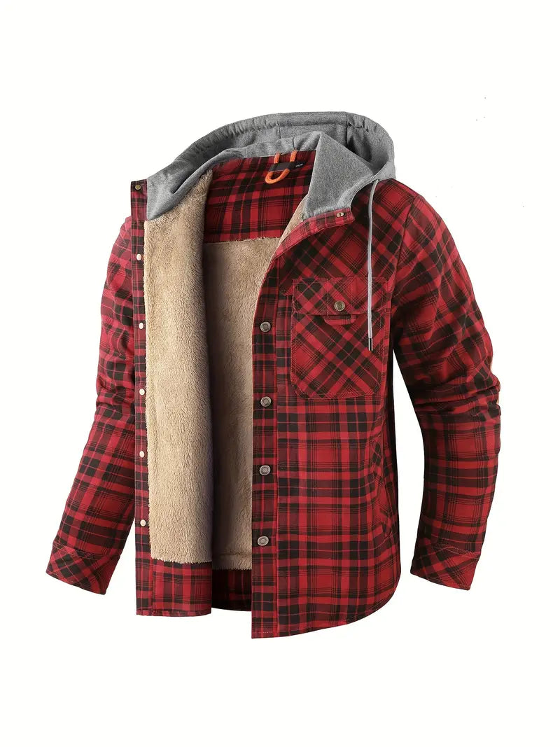 Wyatt Hooded Plaid Jacket Street Wave Cozy Fleece Lining Unisex Outdoor