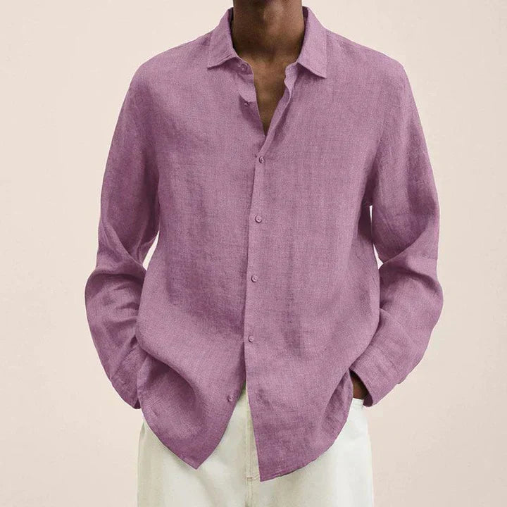 Street Wave Men's Lightweight Linen Shirt Breathable Essential Classic Fit