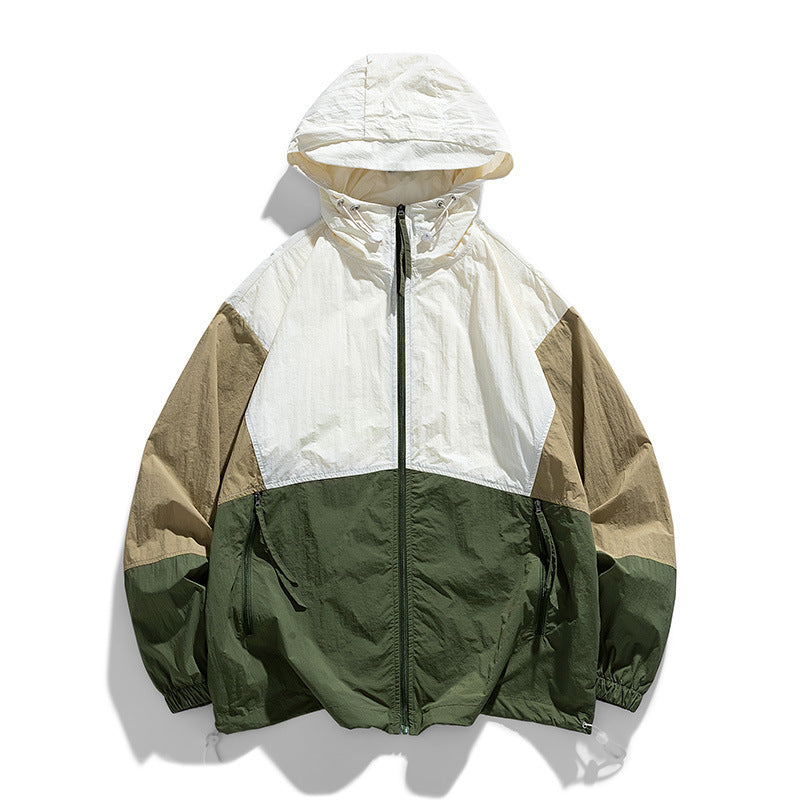 Street-Wave Lightweight Hooded Jacket for Men With Color Block Design for Modern Everyday Comfort