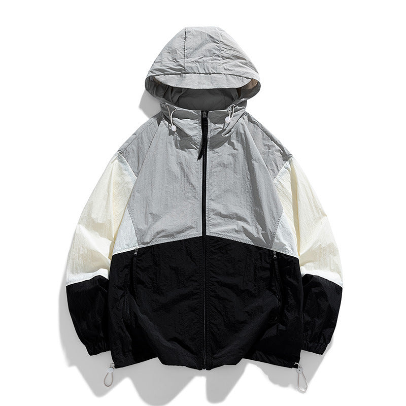 Street-Wave Lightweight Hooded Jacket for Men With Color Block Design for Modern Everyday Comfort