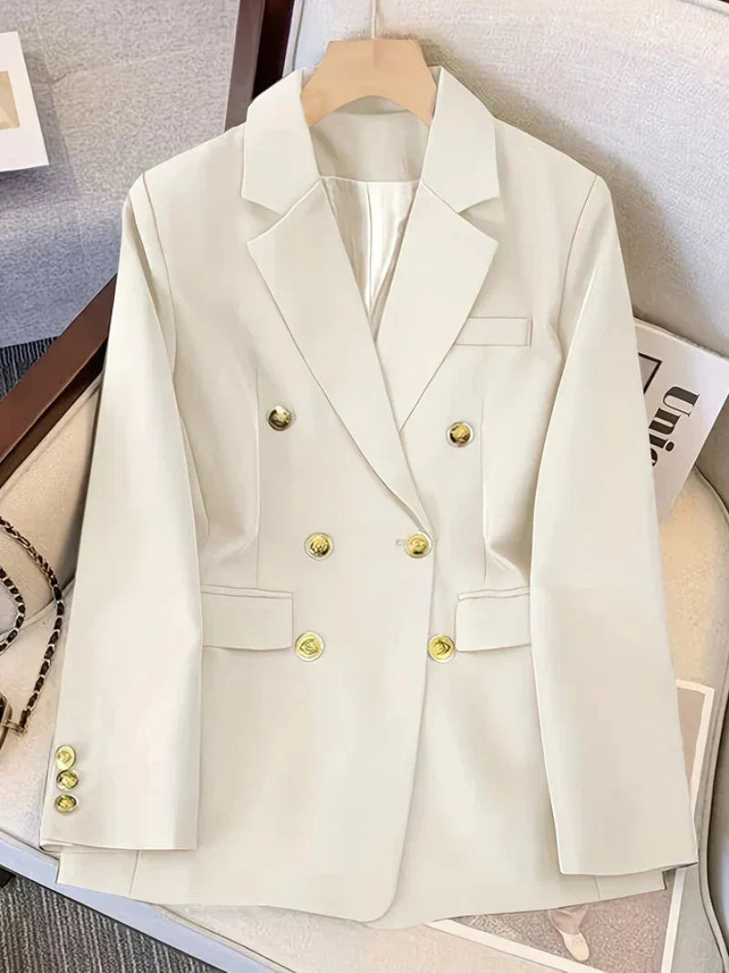 Street Wave Slim Fit Women Blazer With Gold Buttons Elegant Office Ready Professional