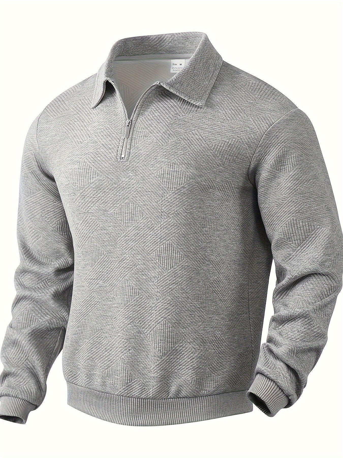 Street-Wave Mens Knit Sweater With Half Zip Closure Geometric Textured Pattern Regular Fit For Casual And Smart Wear