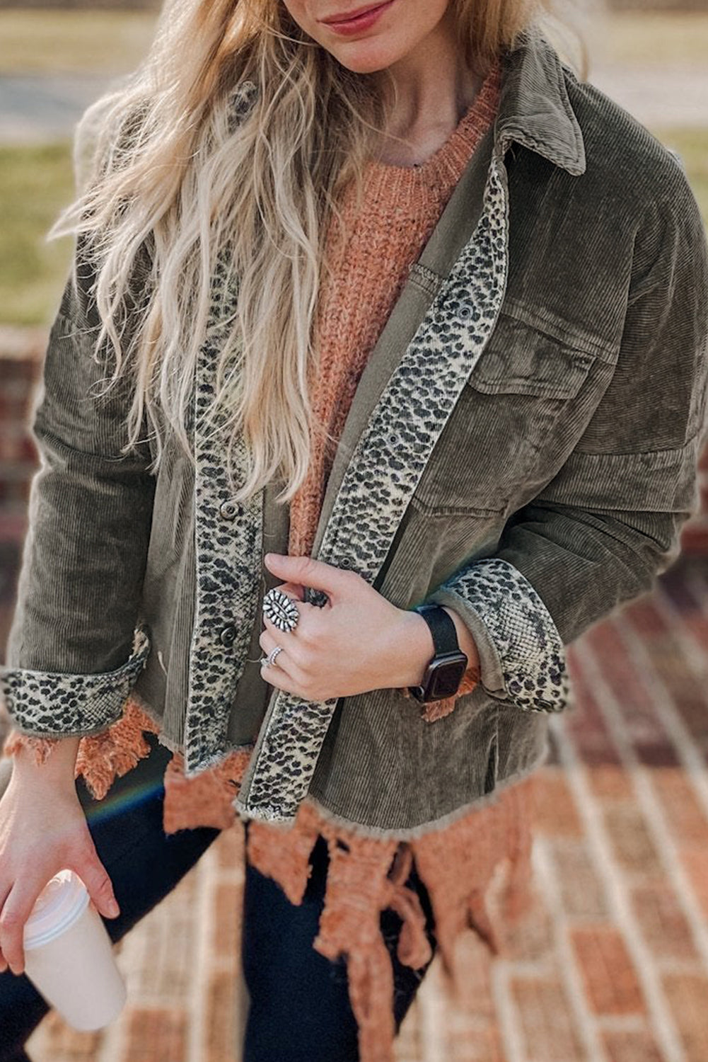 Street-wave Velvet Jacket With Leopard Print Lining For Everyday Women’s Style Essential Wardrobe Piece