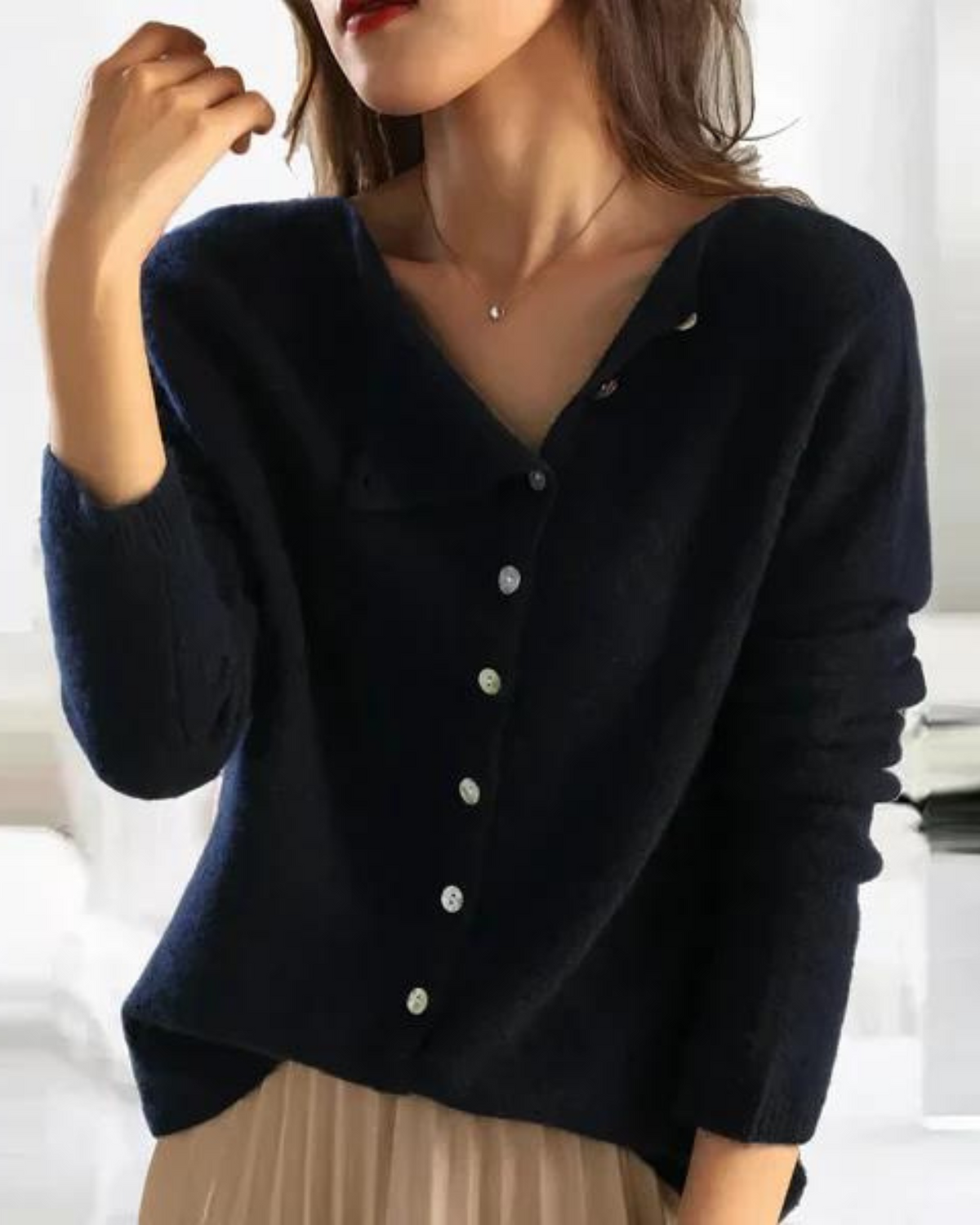 Street-wave Jersey Knit Cardigan Button Front For Women Flattering Lightweight Silhouette