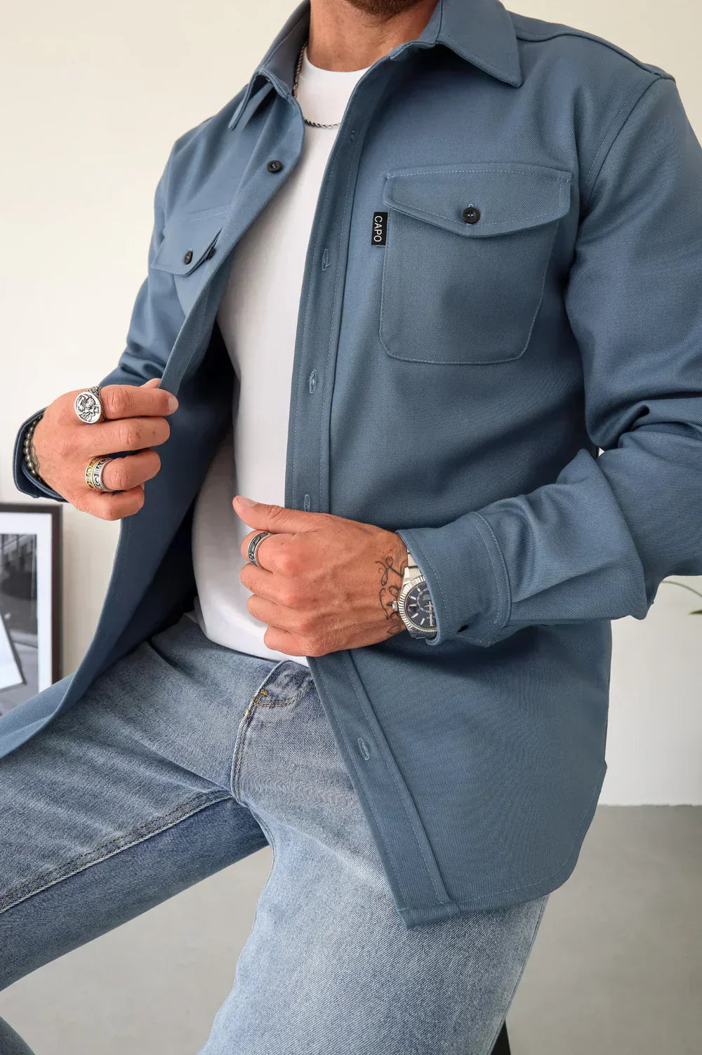 Street-Wave Mens Cotton Overshirt Relaxed Fit Breathable